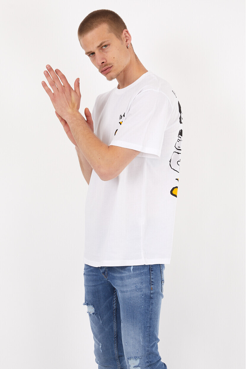 Twenty3 Erkek Basic Oversize Sıfır Yaka Önü ve Arkası Baskılı T-Shirt