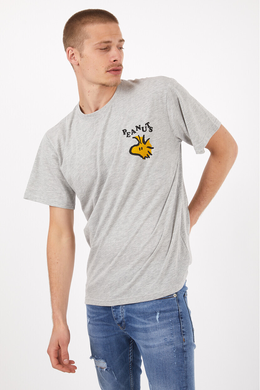 Twenty3 Erkek Basic Oversize Sıfır Yaka Önü ve Arkası Baskılı T-Shirt