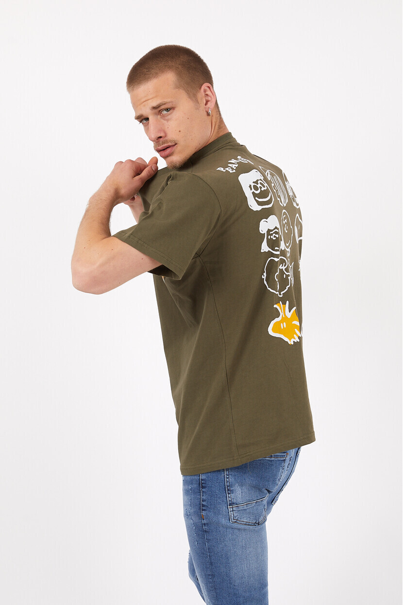 Twenty3 Erkek Basic Oversize Sıfır Yaka Önü ve Arkası Baskılı T-Shirt