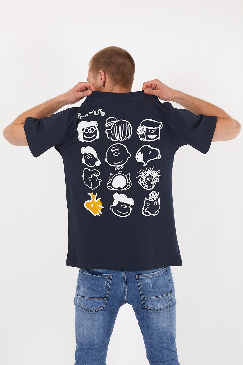 Twenty3 Erkek Basic Oversize Sıfır Yaka Önü ve Arkası Baskılı T-Shirt