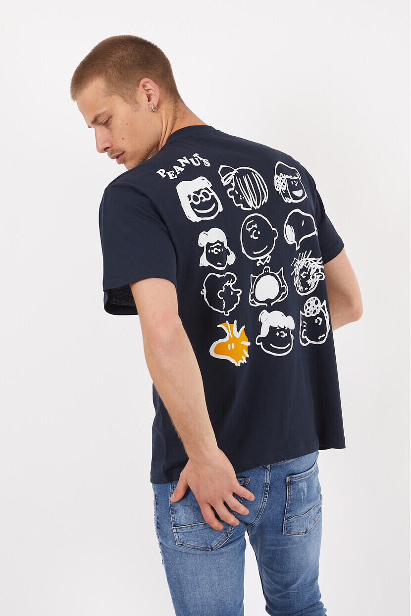 Twenty3 Erkek Basic Oversize Sıfır Yaka Önü ve Arkası Baskılı T-Shirt