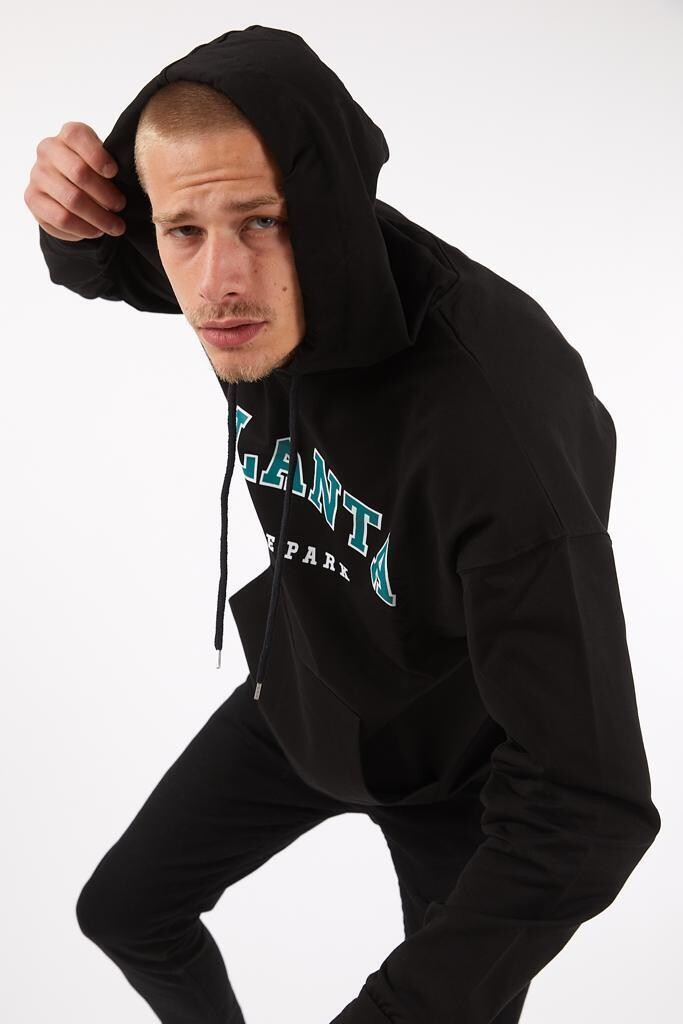 Twenty3 Erkek Kapişonlu Oversize Basic Atlanta Baskılı Sweat Shirt
