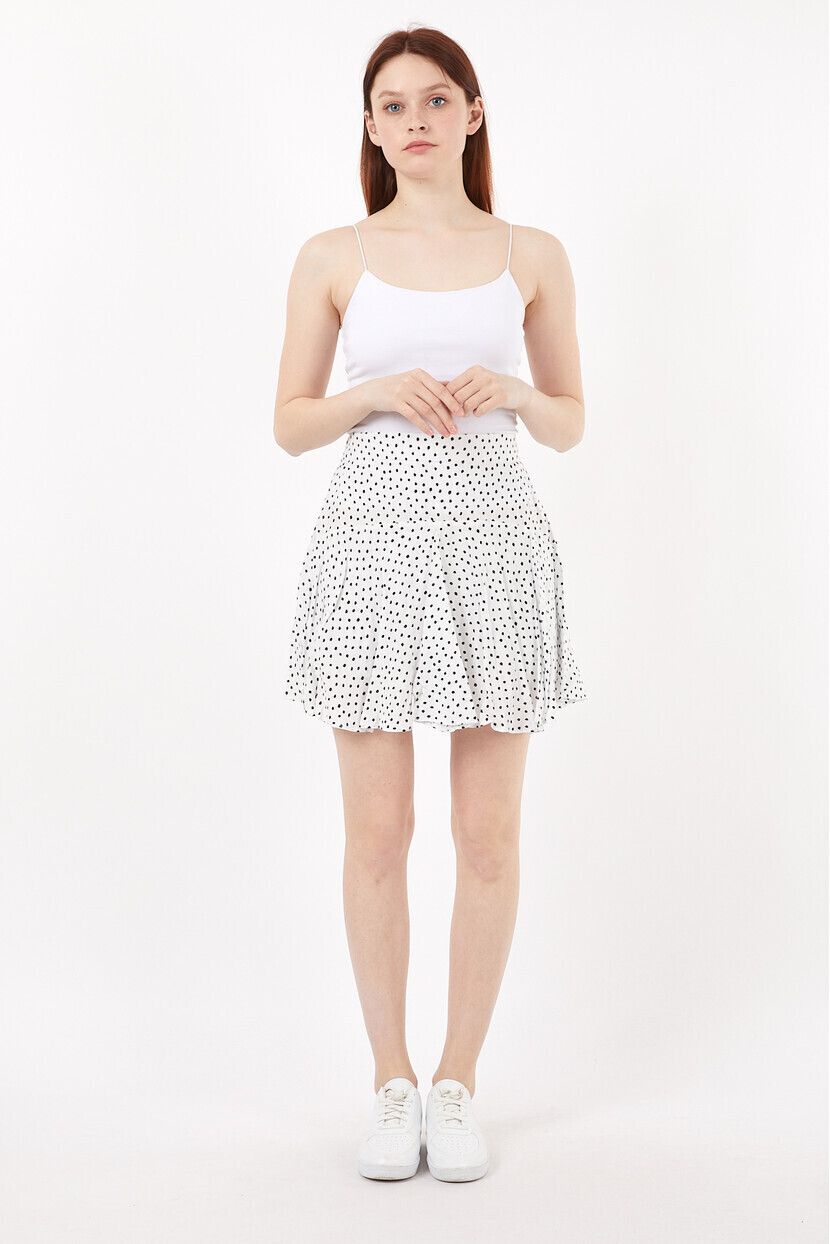 Twenty3 Kadın Beli Lastikli Piliseli Puantiyeli Şortlu Etek