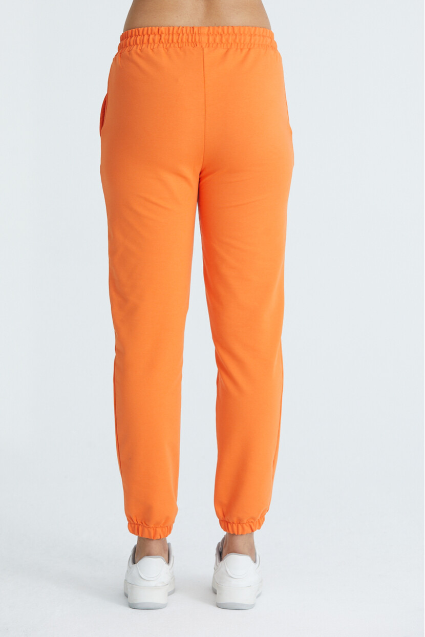 Twenty3 Kadın Basic 2 İplik Likralı Regular Fit Paçası Lastikli Turuncu Eşofman Altı