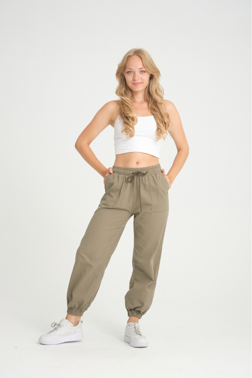 Twenty3 Kadın Basic Beli ve Paçası Lastikli Rahat Kalıp Gabardin Kumaş Jogger Pantolon