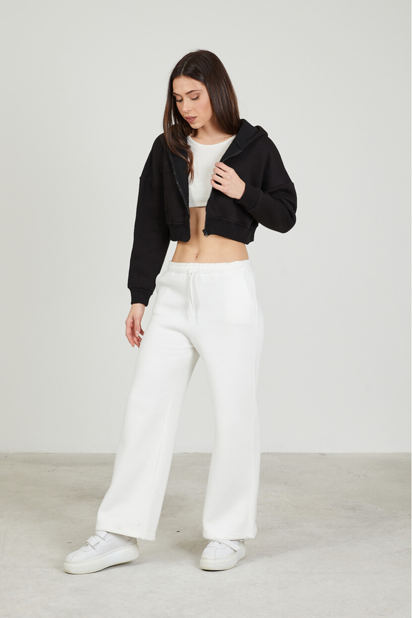 Twenty3 Kadın Basic Fermuarlı Kapüşonlu Crop Kalın İçi Polarlı Örme Sweatshirt