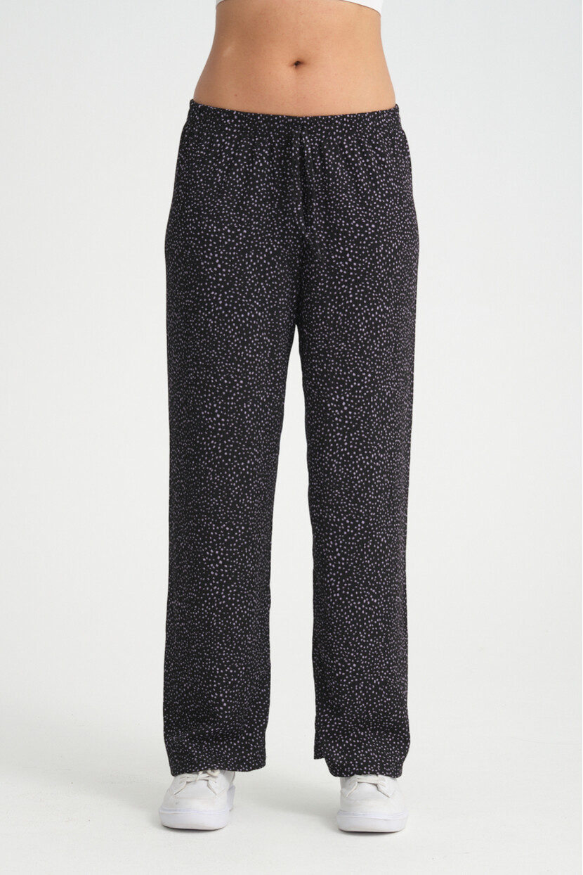 Twenty3 Kadın Beli Lastikli Yazlık Bol Paça Krep Puantiyeli Uzun Pantolon