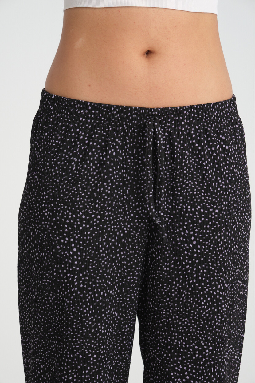 Twenty3 Kadın Beli Lastikli Yazlık Bol Paça Krep Puantiyeli Uzun Pantolon