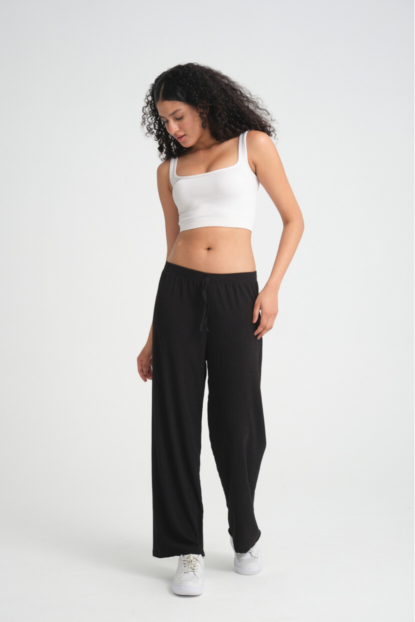 Twenty3 Kadın Beli Lastikli Yazlık Bol Paça Krep Uzun Pantolon