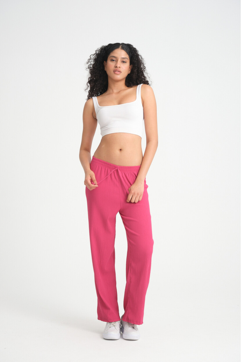 Twenty3 Kadın Beli Lastikli Yazlık Bol Paça Krep Uzun Pantolon