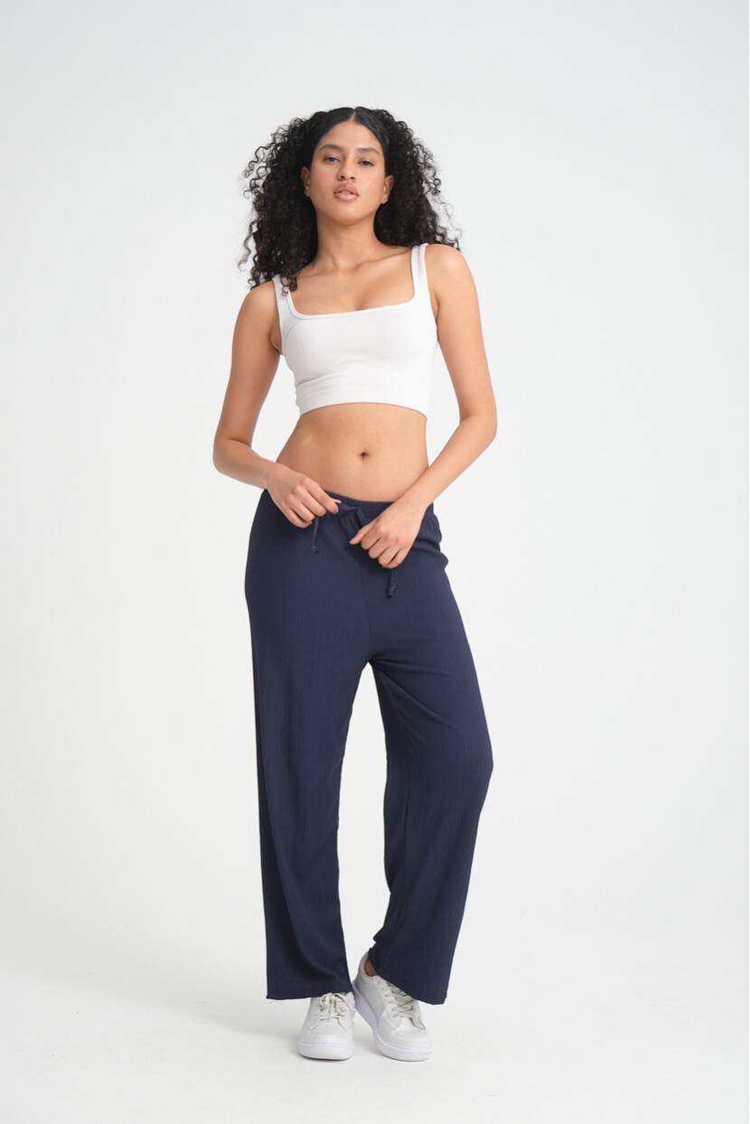 Twenty3 Kadın Beli Lastikli Yazlık Bol Paça Krep Uzun Pantolon