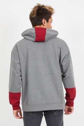 Twenty3 Erkek 2 İplik Oversize Comfort Kesim Kapşonu ve Kol Ucu Parçalı Sweat Shirt