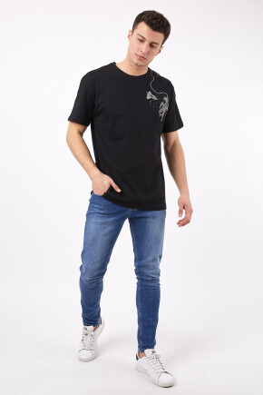 Twenty3 Erkek Basic Oversize Önü ve Arkası Uzay Temalı Baskılı T-Shirt 