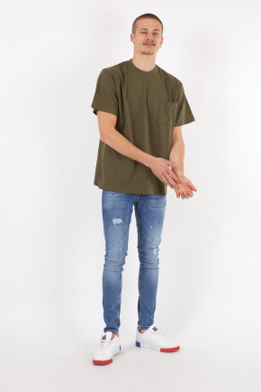 Twenty3 Erkek Basic Oversize Sıfır Yaka Cepli T-Shirt