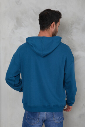 Twenty3  Erkek Oversize Kapüşonlu Kanguru Cepli Ribanalı Uzun Kollu Basic Sweatshirt