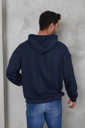 Twenty3  Erkek Oversize Kapüşonlu Kanguru Cepli Ribanalı Uzun Kollu Basic Sweatshirt