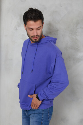 Twenty3  Erkek Oversize Kapüşonlu Kanguru Cepli Ribanalı Uzun Kollu Basic Sweatshirt