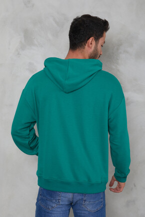 Twenty3  Erkek Oversize Kapüşonlu Kanguru Cepli Ribanalı Uzun Kollu Basic Sweatshirt