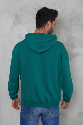 Twenty3  Erkek Oversize Kapüşonlu Kanguru Cepli Ribanalı Uzun Kollu Basic Sweatshirt