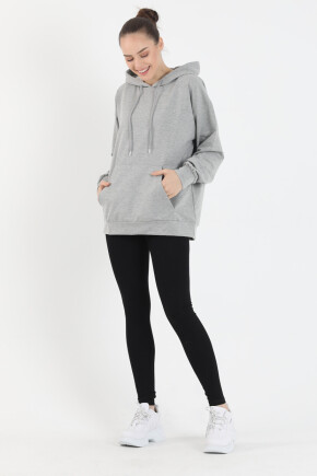 Twenty3 Kadın Basic Oversize Kapşonlu Kanguru Cep Sweat Shirt 