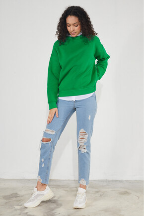 Twenty3  Kadın Bisiklet Yaka Uzun Kollu Basic 3 İplik Şardonlu Sweatshirt