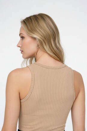 Kadın Halter Yaka Esnek Ribana Basic Atlet