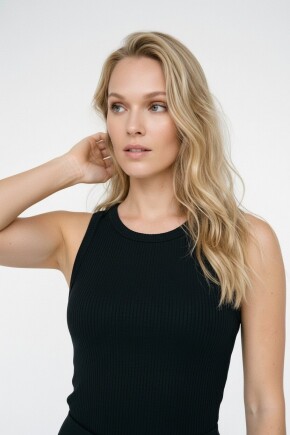 Kadın Halter Yaka Esnek Ribana Basic Atlet