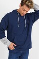 Twenty3 Erkek 2 İplik Oversize Comfort Kesim Kapşonu ve Kol Ucu Parçalı Sweat Shirt