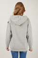 Twenty3 Kadın Kapüşonlu Yaka Detaylı Cepli Fermuarlı Oversize Sweatshirt