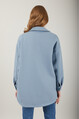 Twenty3 Kadın Kaşe Cep Detaylı Uzun Kollu Oversize Oduncu Pamuklu Ceket Gömlek 