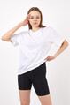 Twenty3 Kadın Sıfır Yaka Basic Düz Oversize T-Shirt 